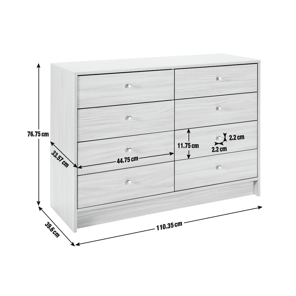 Home Malibu 8 Drawer Chest - White | White clothes storage unit