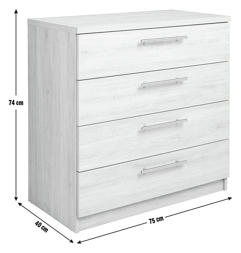 Home Brisbane 4 Drawer Chest White | Stylish Furniture for Bedroom Living Room