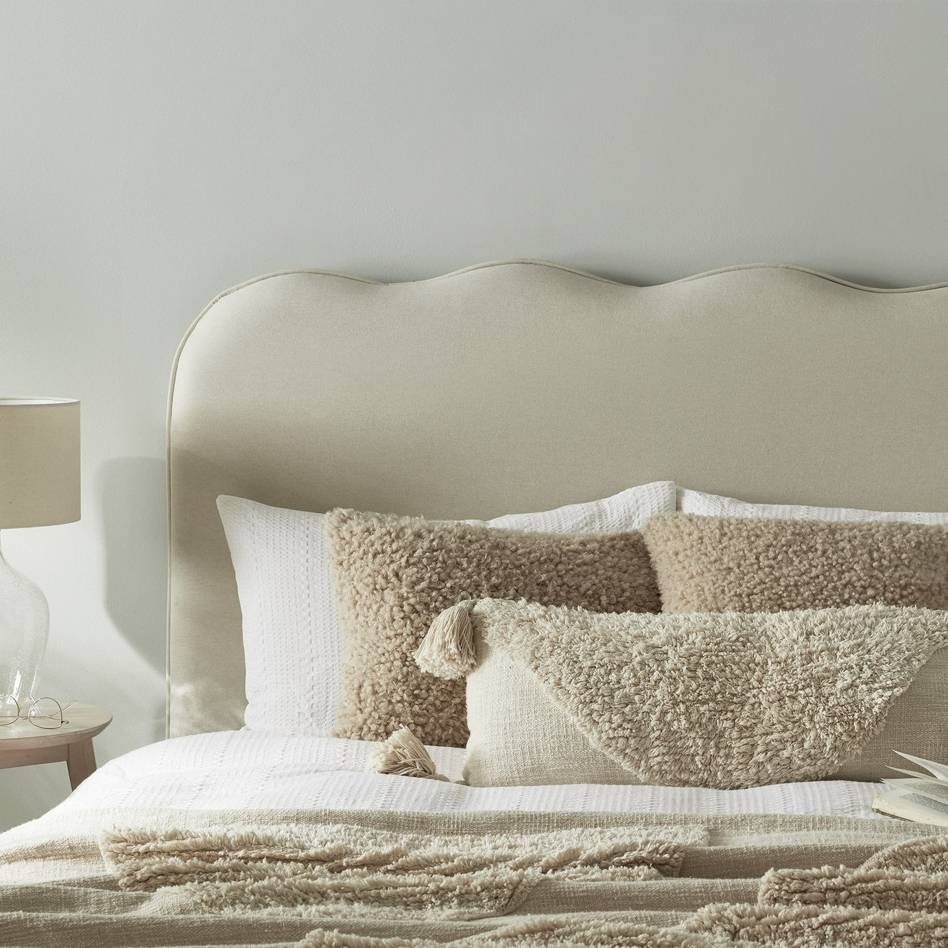 Onda Linen Kingsize Headboard - Natural | Natural Fabric Headboard