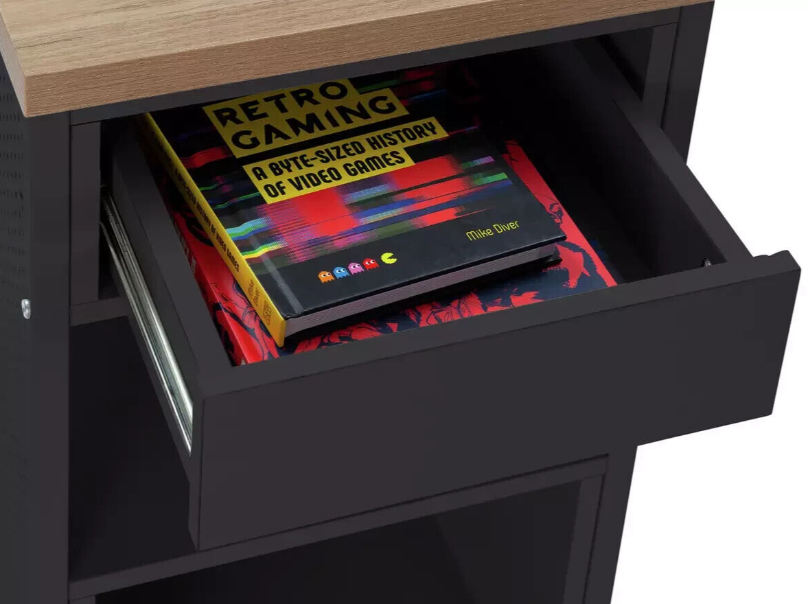 Modular 1 Drawer Gaming Desk - Oak Effect & Black ( B Grade 37398-37395- 37392 )