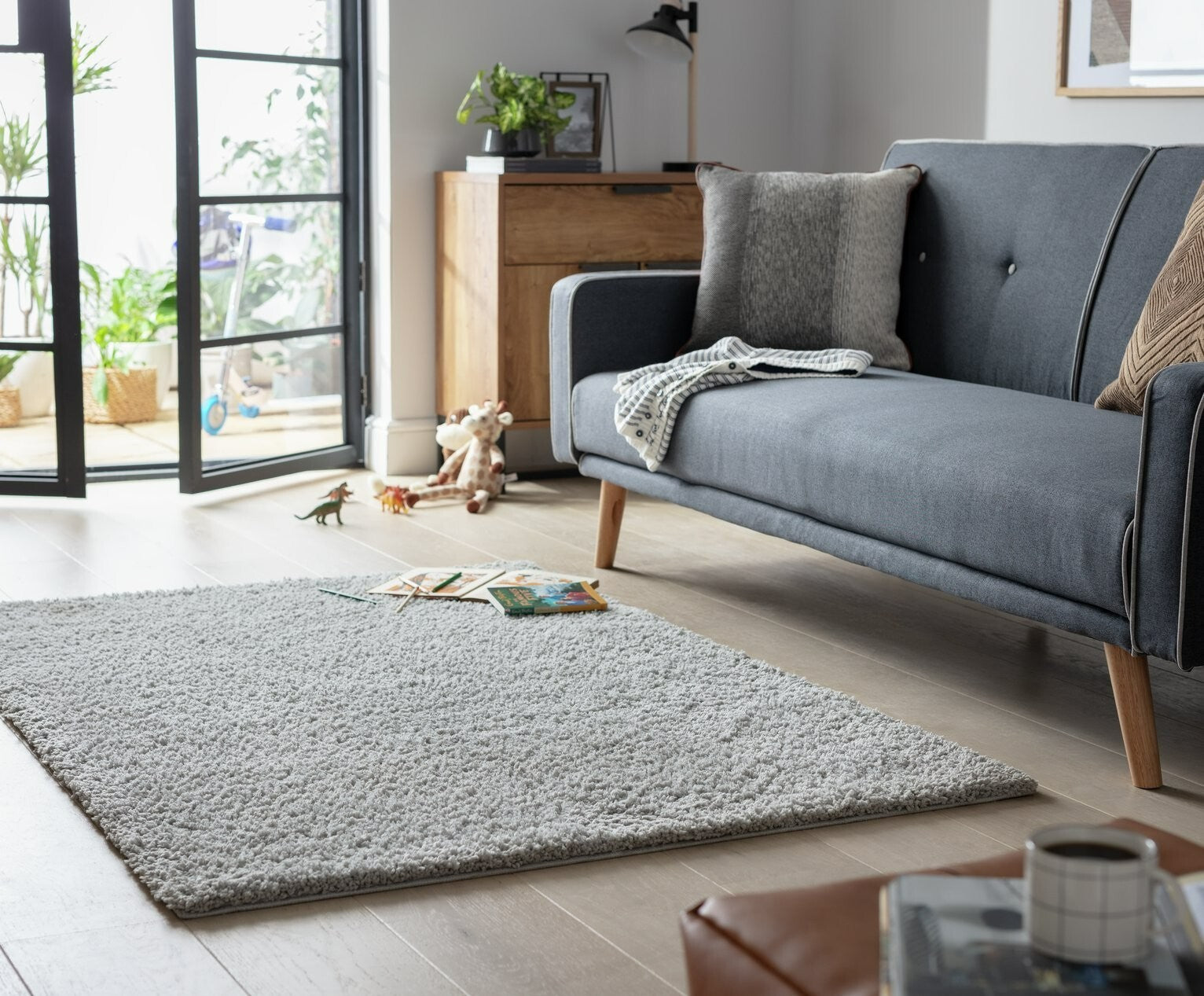 Habitat Cosy Grey Shaggy Rug - 290x200cm