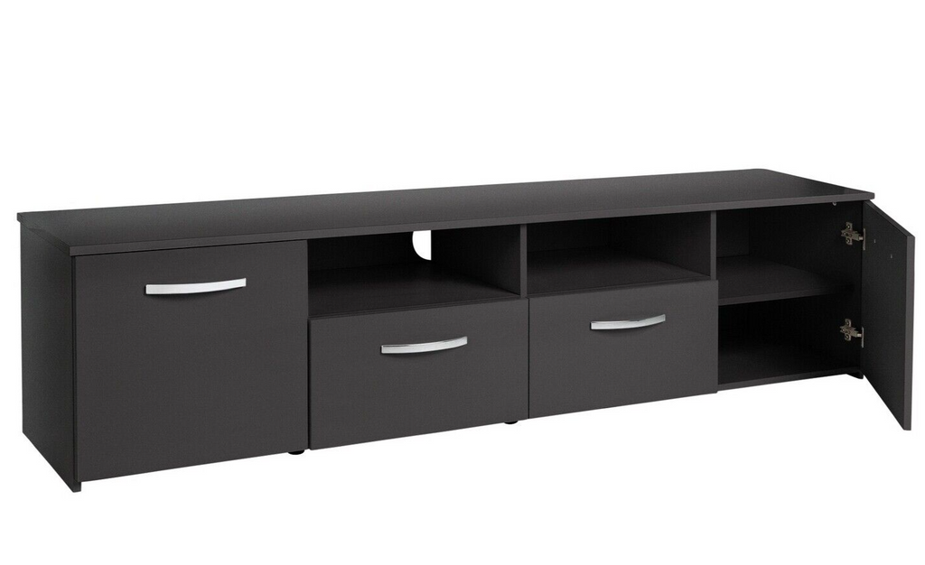 Home Hayward 2 Door TV Unit - Black Gloss | Entertainment Furniture Storage Unit