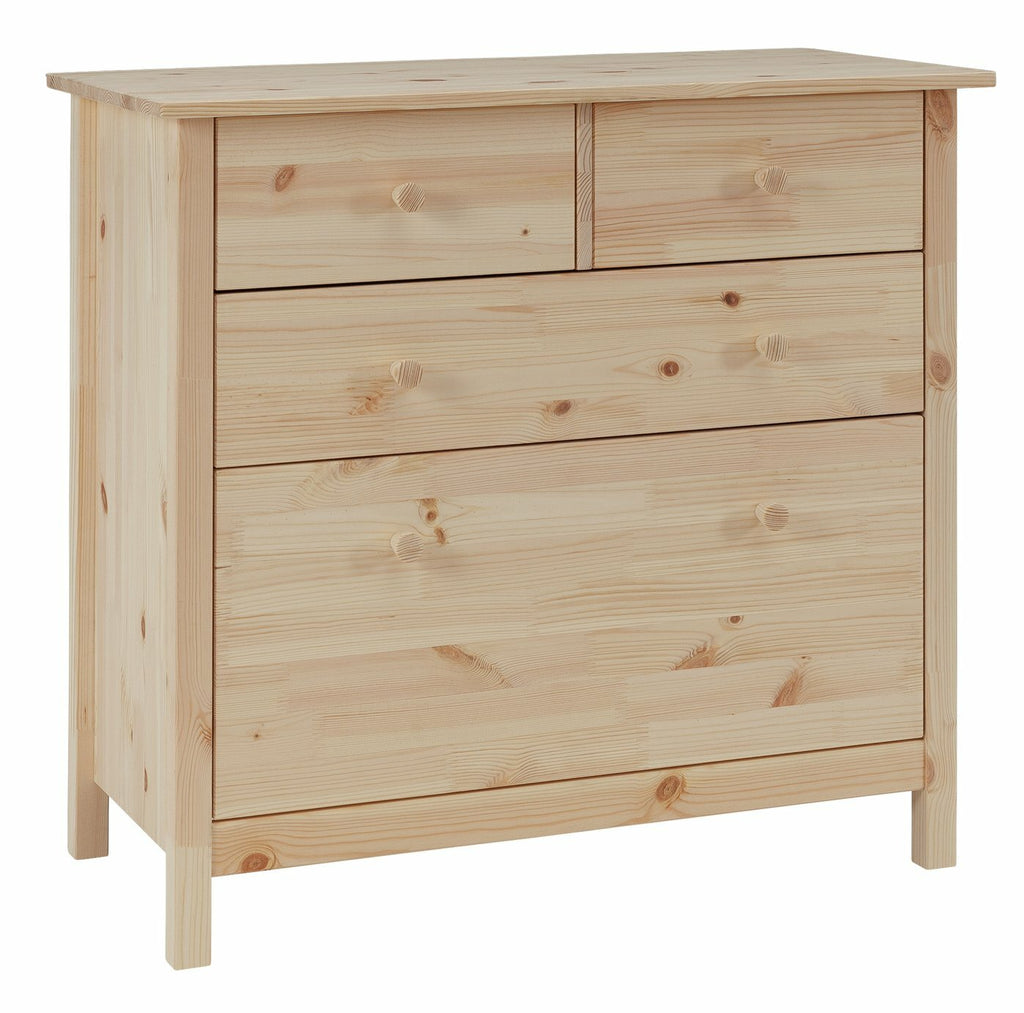 Scandinavia Kids 4 Drawer Chest - Pine | Wooden Storage, Bedroom Unit, Natural