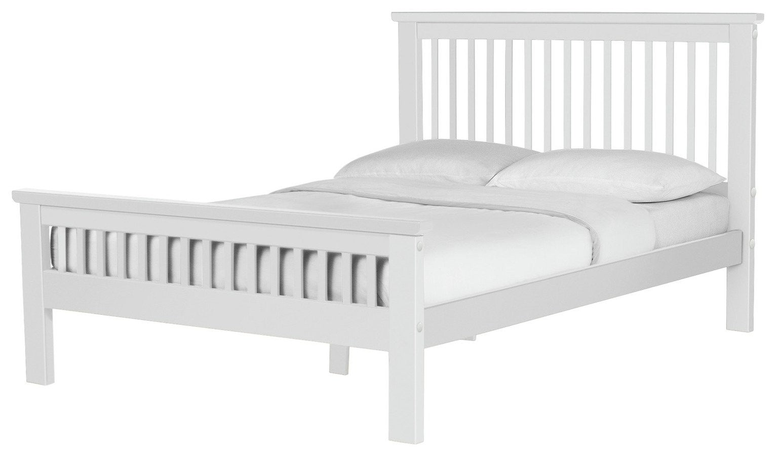 Home Aubrey Double Wooden Bed Frame - White | Wooden Bed Frame