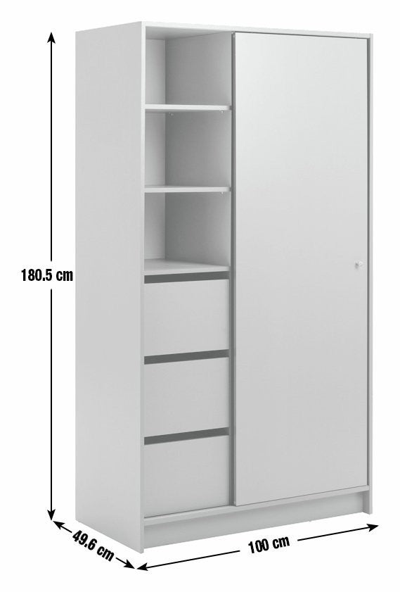 Home Malibu 1 Door Sliding Wardrobe - Black  ( B Grade )