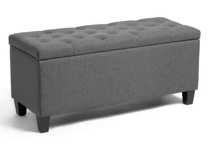 Fabric Large Storage Ottoman - Grey