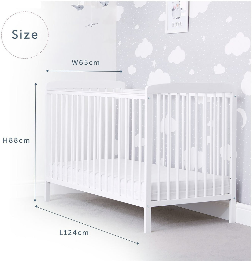 Baby Elegance Starlight Baby Cot with Mattress - White