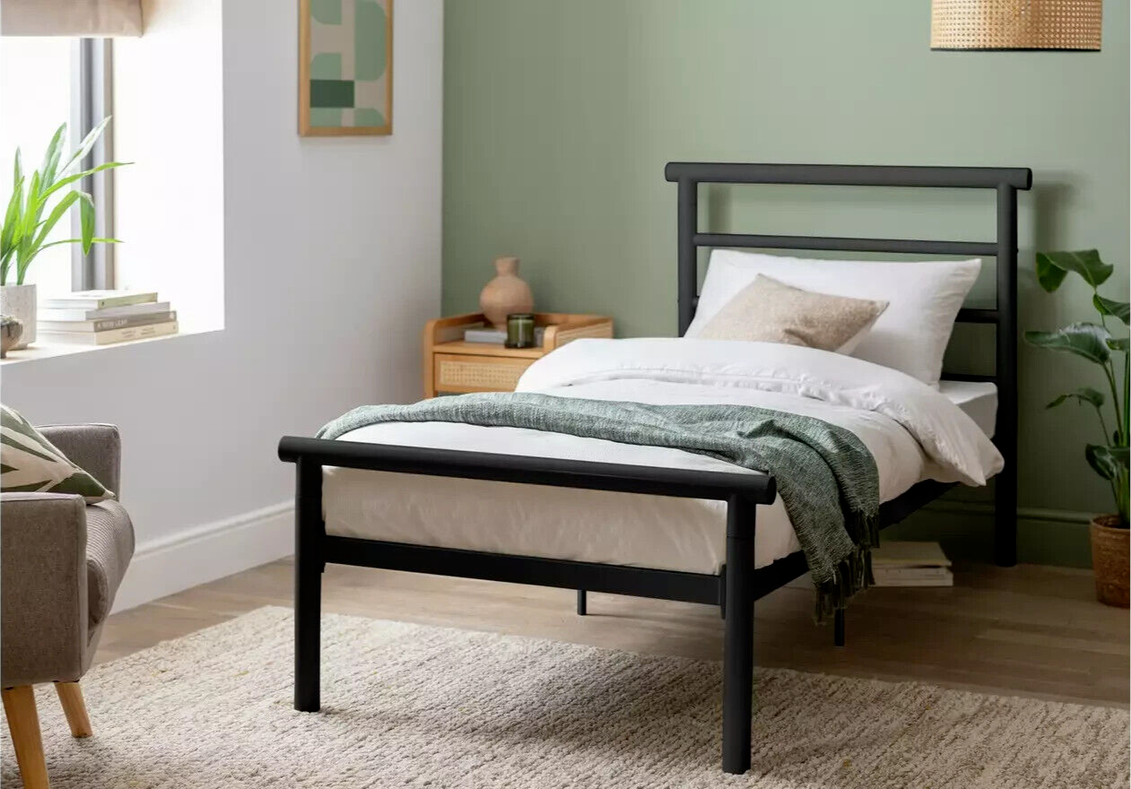 Home Avalon Small Double Metal Bed Frame Black | Sturdy Modern Bedroom Furniture