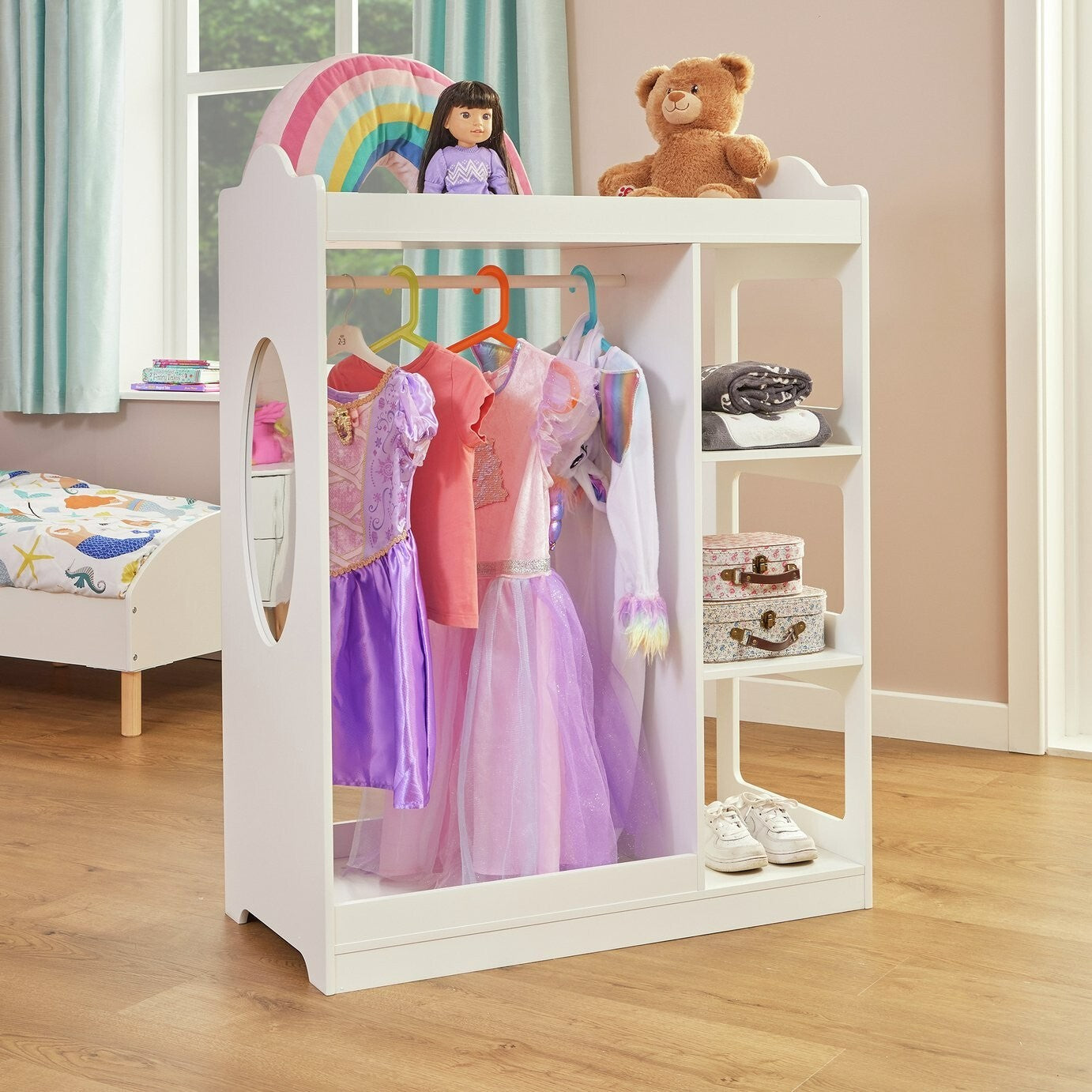 Liberty House Kids Dressing Rail with Mirror - White