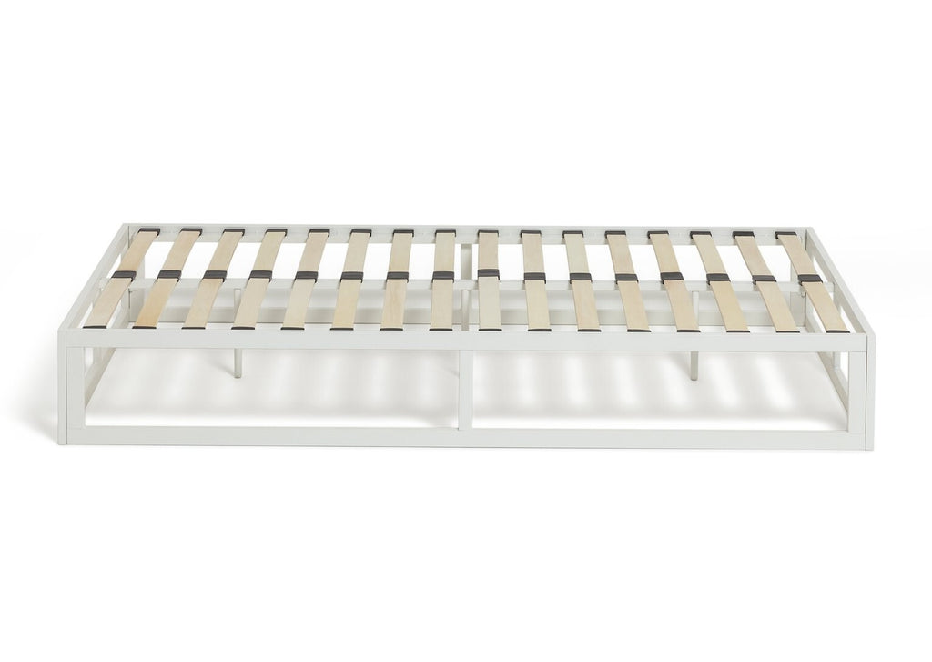 Platform Single Metal Bed Frame - White