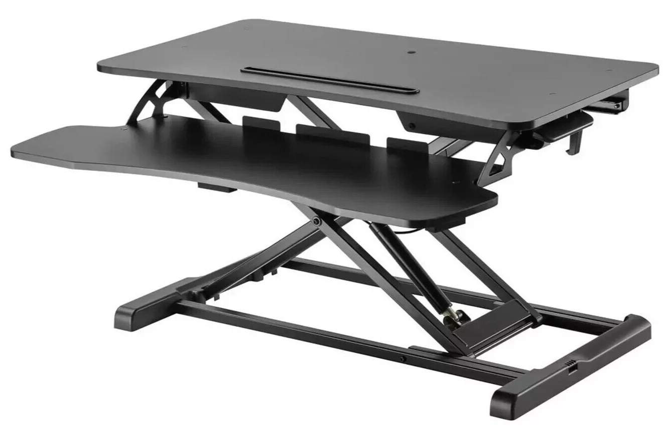 ProperAV Two-Tier Stand-Up Desk Workstation - Black
