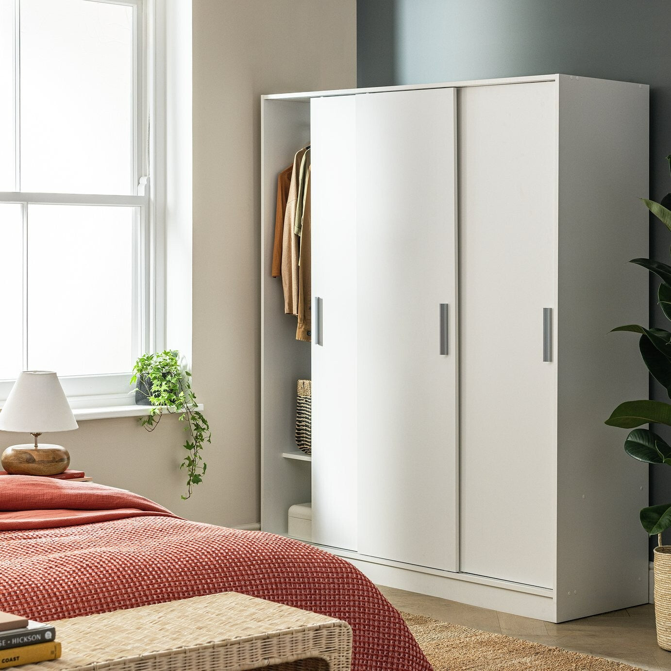 Home Nova 3 Door Sliding Wardrobe - White