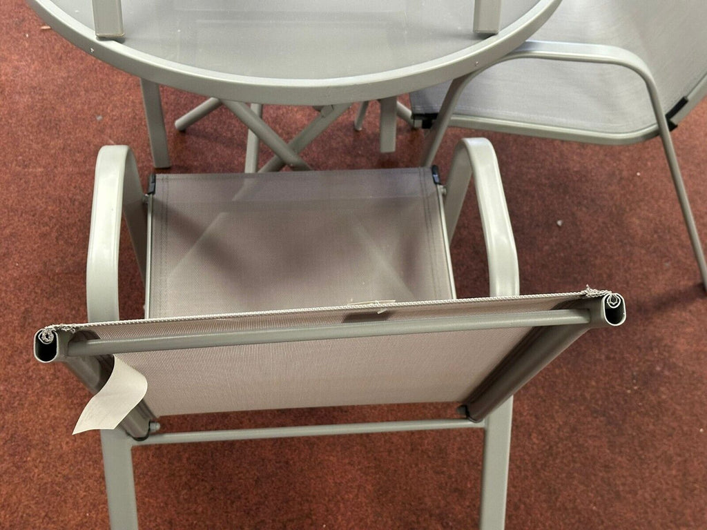 Home Sicily 4 Seater Metal Patio Set Grey | Outdoor Garden Table Chairs ( S )