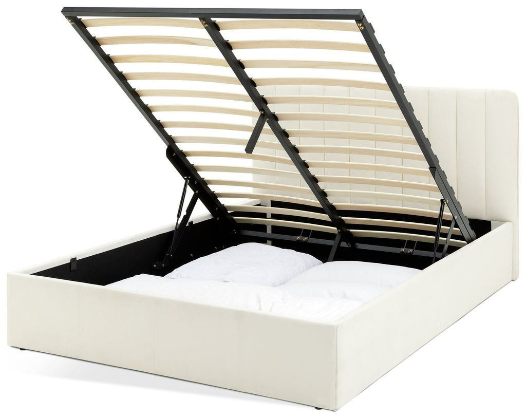 Home Pandora Small Double End Lift Ottoman Bed - Cream | lift-up storage bed