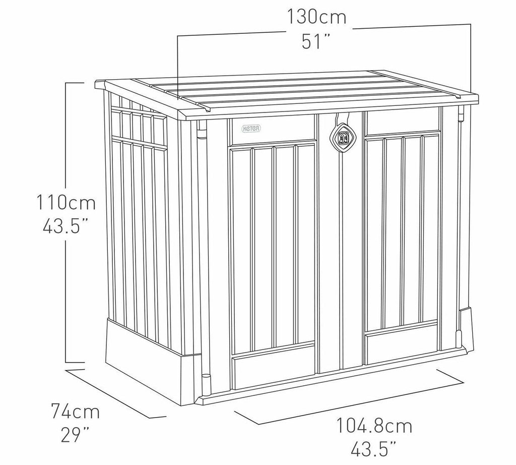 Keter Store It Out Midi 880L Garden Storage Box- Brown ( B Grade 19551)