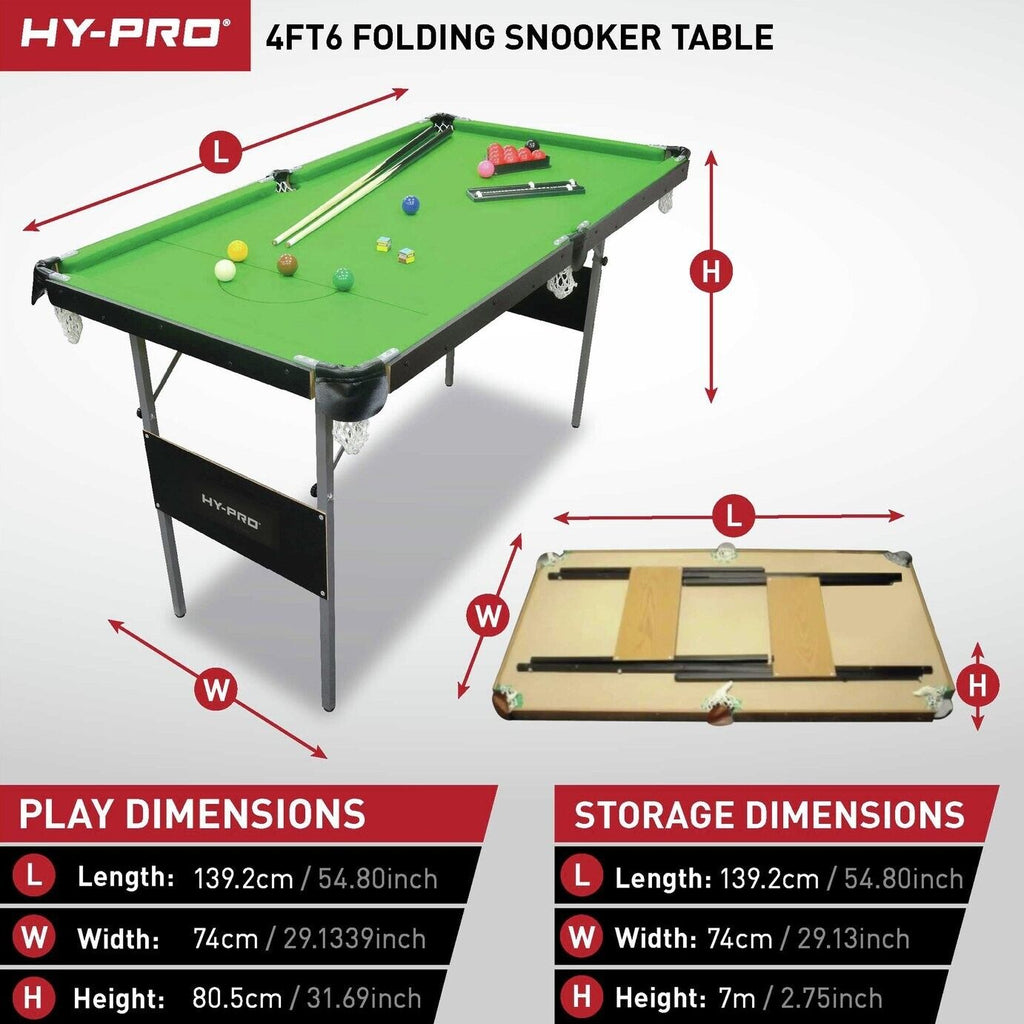 Hy-Pro 4ft 6in Folding Snooker and Pool Table | Compact Indoor Game Table Home