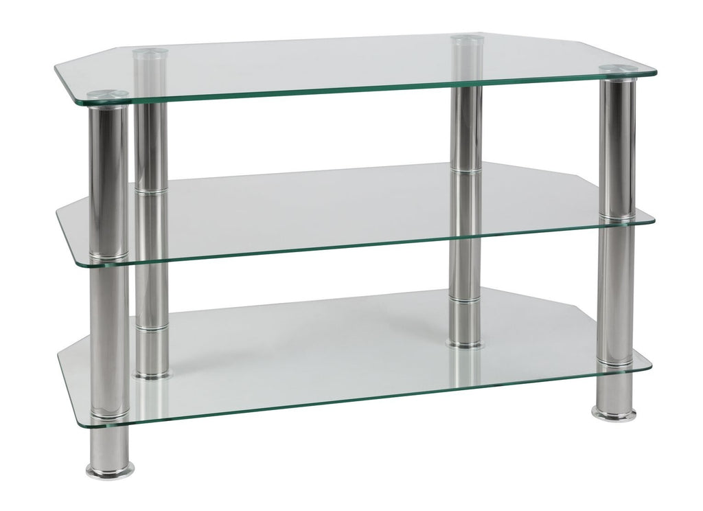 Matrix Glass Corner TV Unit - Clear & Chrome