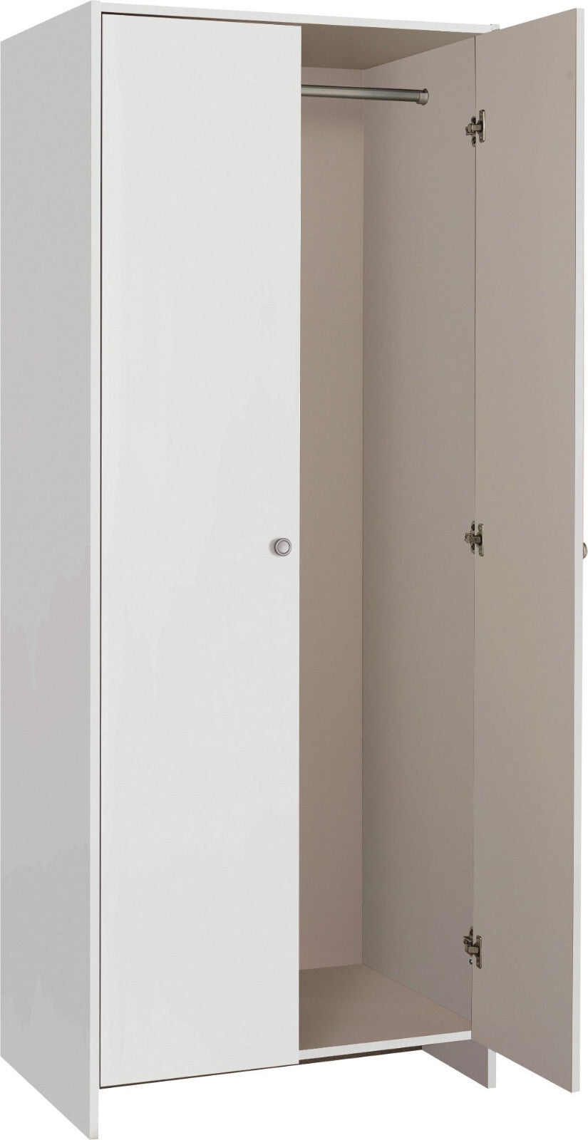 Home Seville 2 Door Wardrobe - White | Sturdy Storage Cabinet Bedroom Clothes