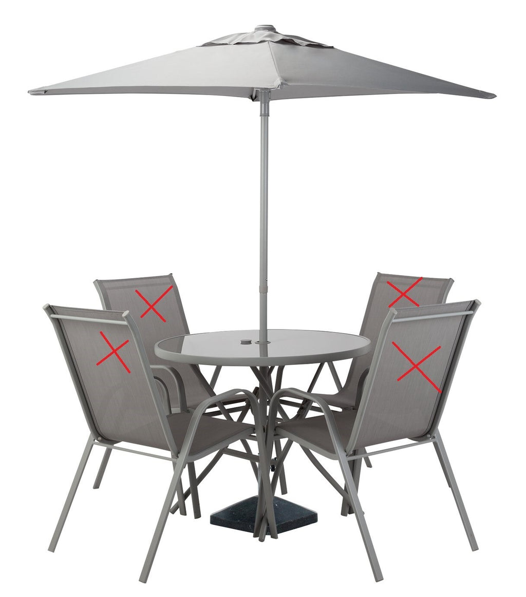 Sicily Garden Table and Parasol Set (No Chairs) - Grey