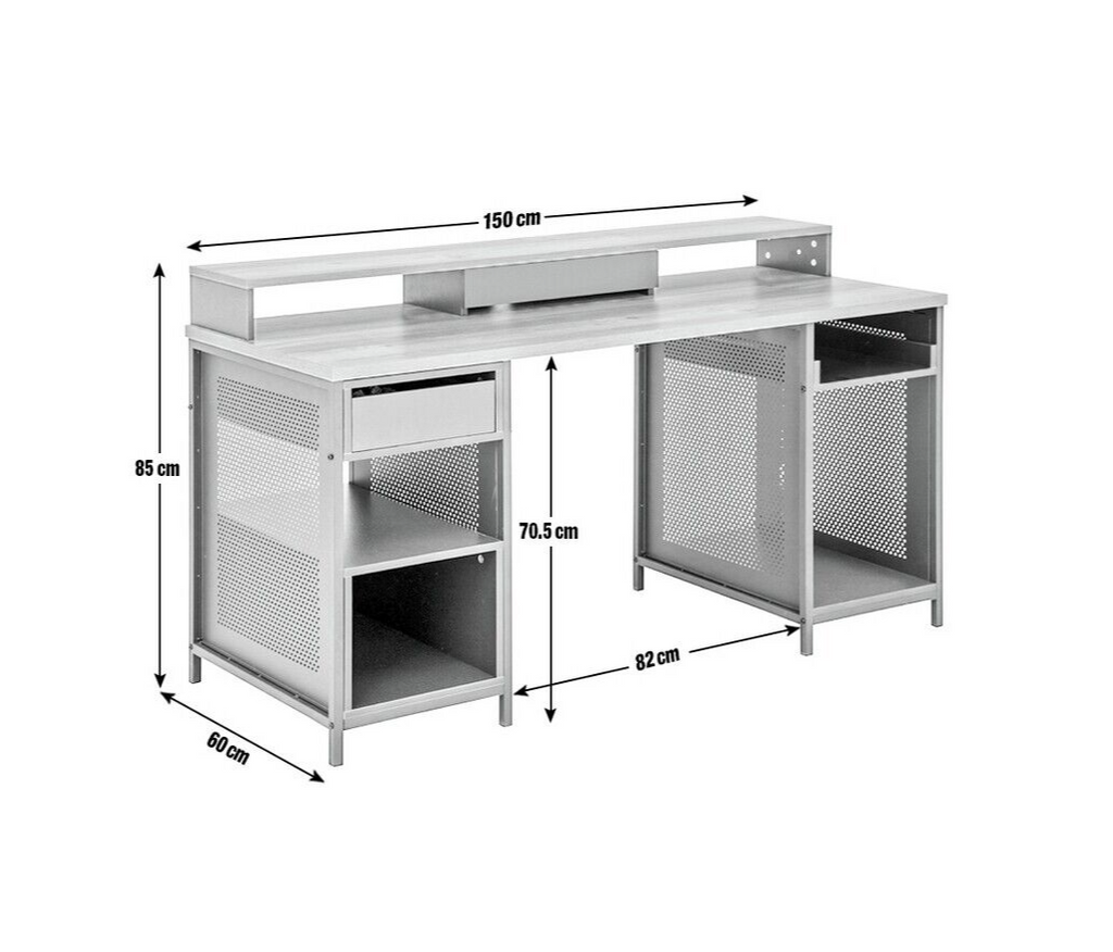 Home Modular 1 Drawer Gaming Desk - Oak Effect & Grey | Study Workstation Table