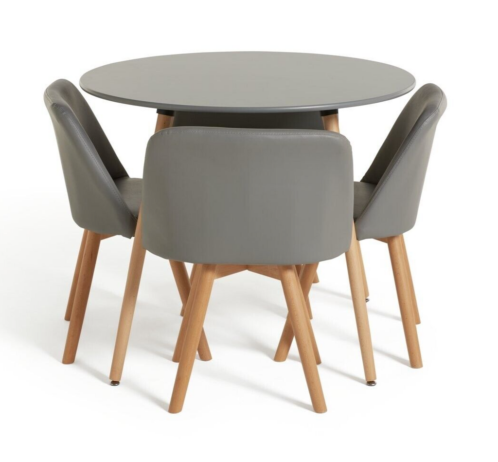 Habitat Quattro Grey Dining Table & 4 Grey Chairs (B Grade 53566 - 53570 )