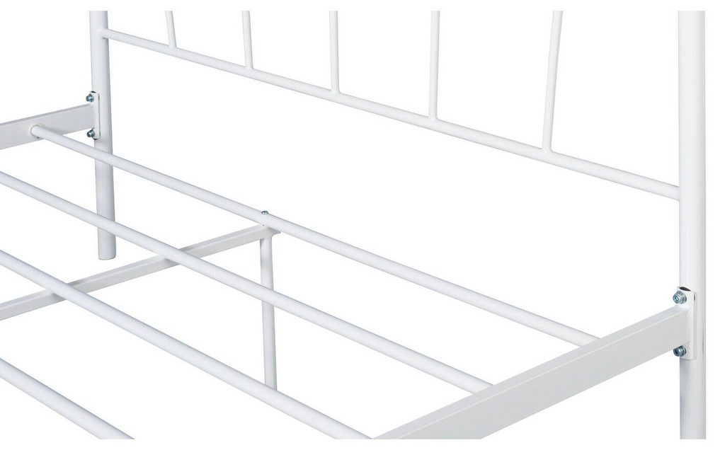 Home Fleur Kingsize Metal Bed Frame White | Modern Furniture Bed with Mattress