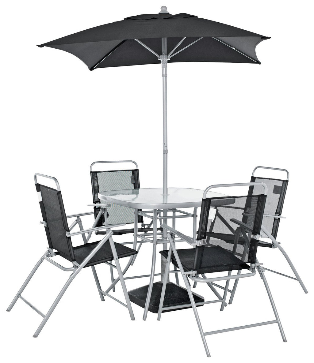 Home Atlantic 4 Seater Folding Metal Patio Set - Black | Outdoor Garden Dining