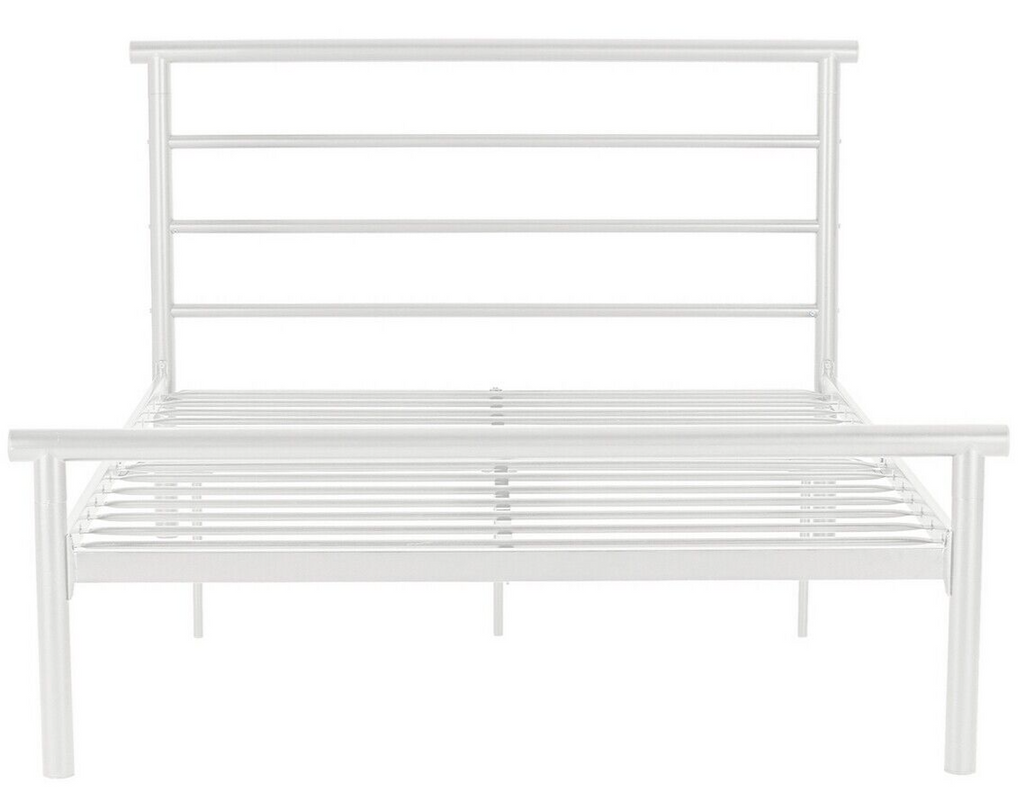 Home Avalon Double Metal Bed Frame - White | Sturdy Durable Frame with Mattress