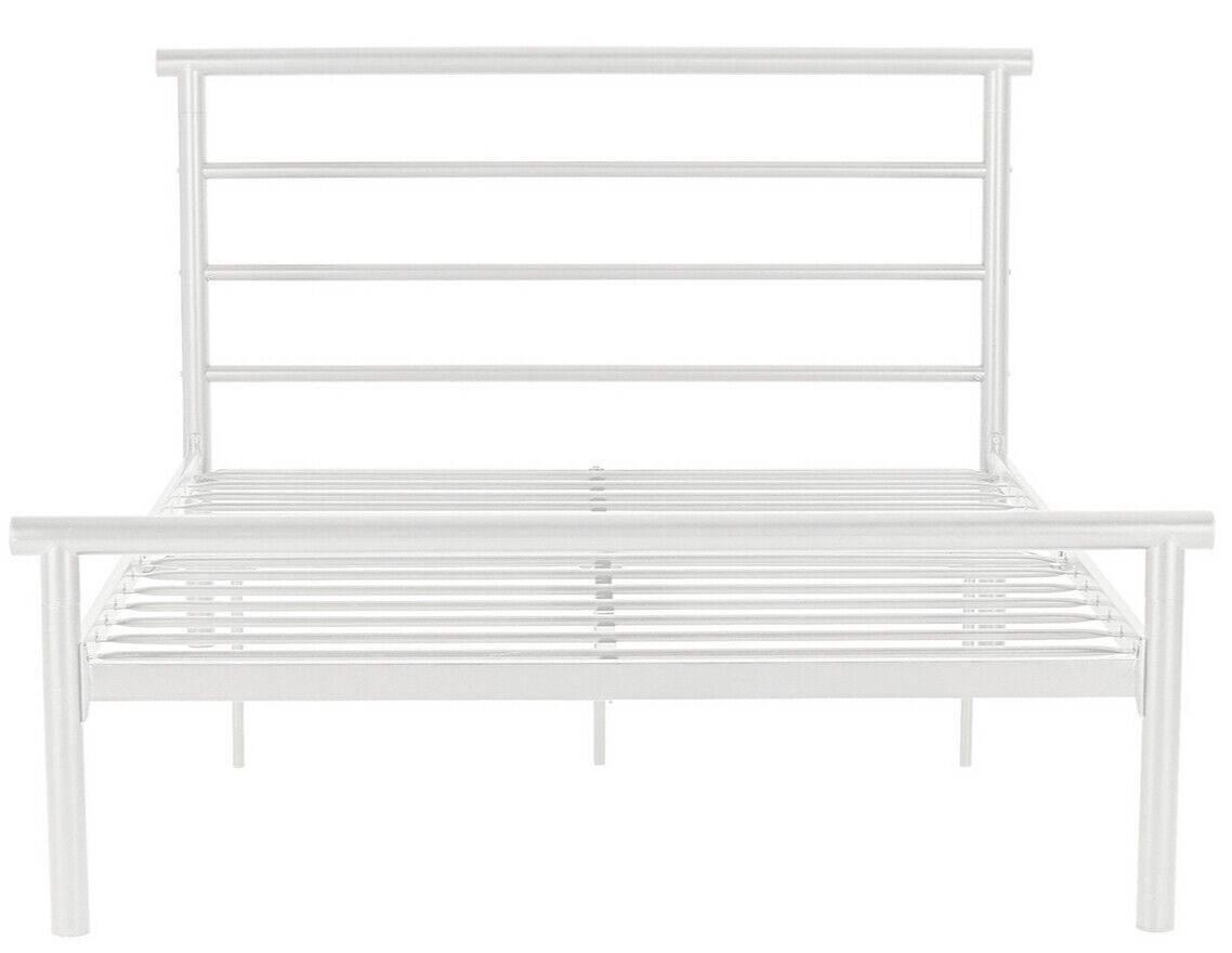 Home Avalon Double Metal Bed Frame - White | Sturdy Durable Frame with Mattress