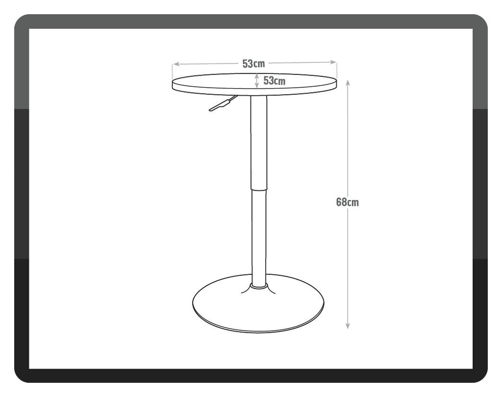 Gas Lift Round Bar Dining Table 2 Seater - Black For Kitchen or Living Room