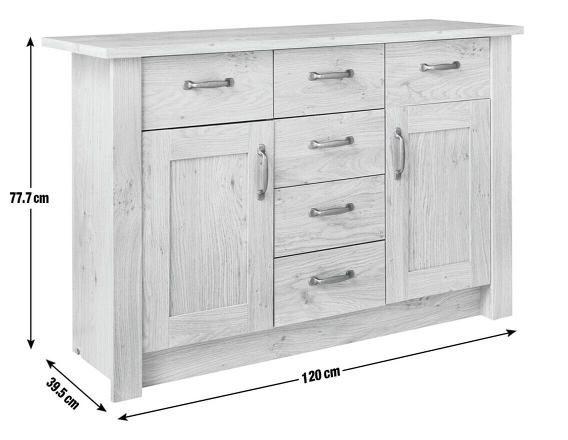 Home Ohio 2 Door 6 Drawer Sideboard - Oak Effect | Living Room Storage Unit