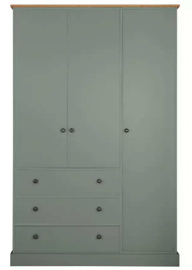 Home Kensington 3 Door 3 Drawer Wardrobe - Sage Green ( B Grade )