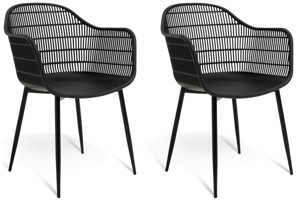 Habitat Serpa Set of 2 Plastic Garden Chairs - Black ( B Grade 8579 )