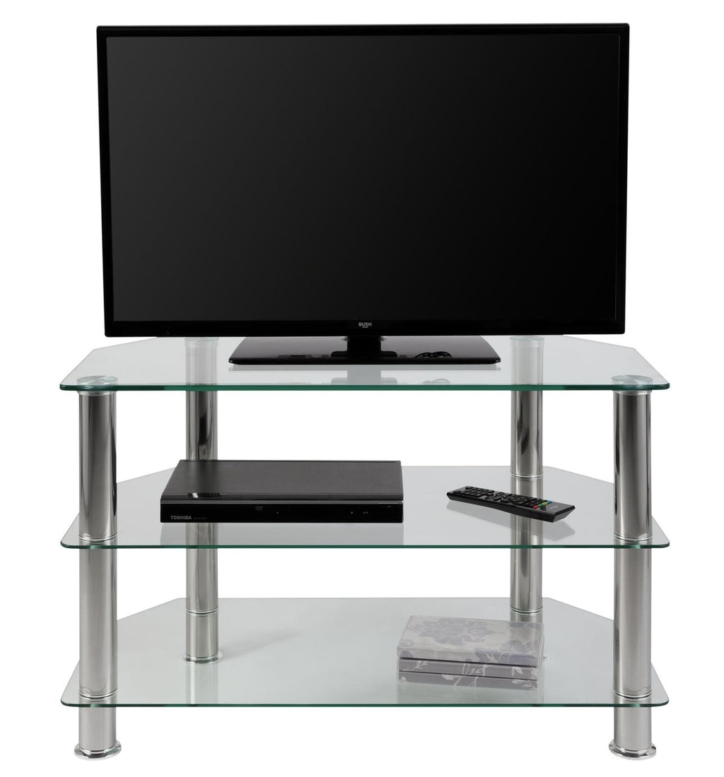 Matrix Glass Corner TV Unit - Clear & Chrome