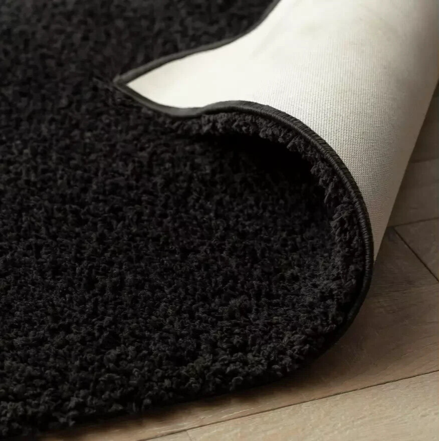 Habitat Recycled Plain Cosy Shaggy Rug - 160x230cm - Black