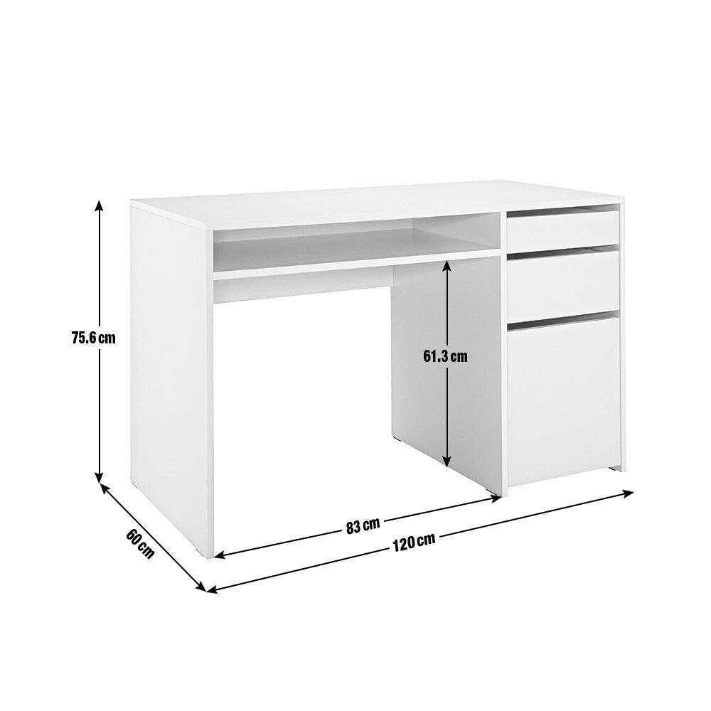 Home Pepper 2 Drawer Pedestal Office Desk - White ( B Grade )