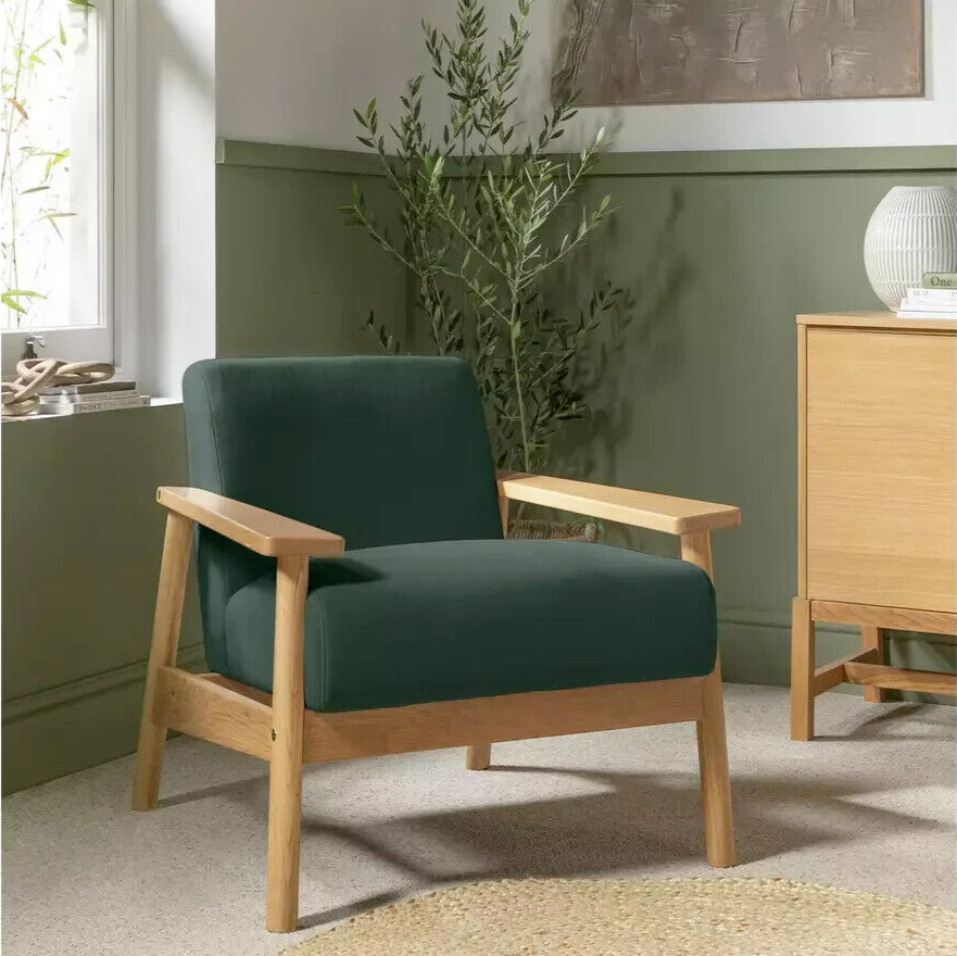 Habitat Dore Velvet Accent Chair - Dark Green ( B Grade 39206 )