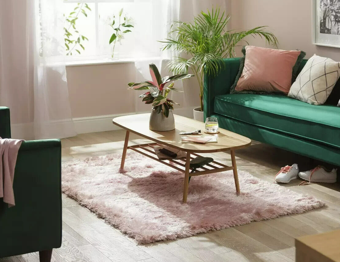 Habitat Luxury Plain Shaggy Rug - 160x230cm - Blush Pink
