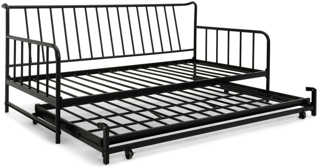 Kanso Metal Guest Bed with Trundle - Black | space-saving guest bed