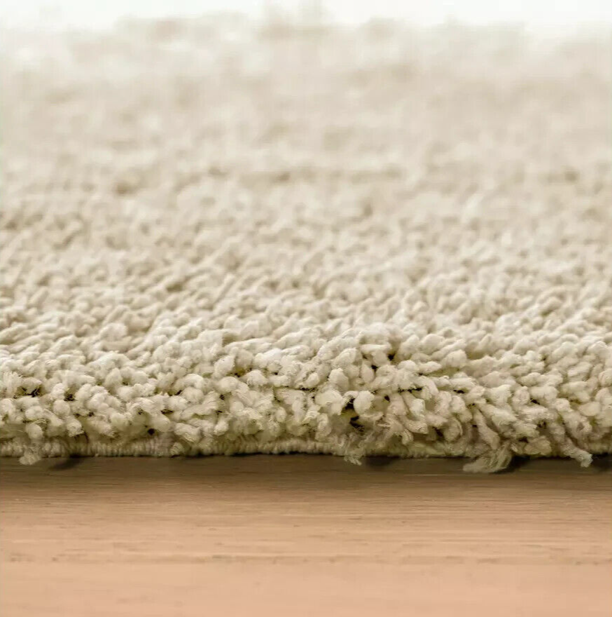 Habitat Noodle Shaggy Plain Rug - Cream - 160x230cm | Soft Textured Carpet Rug