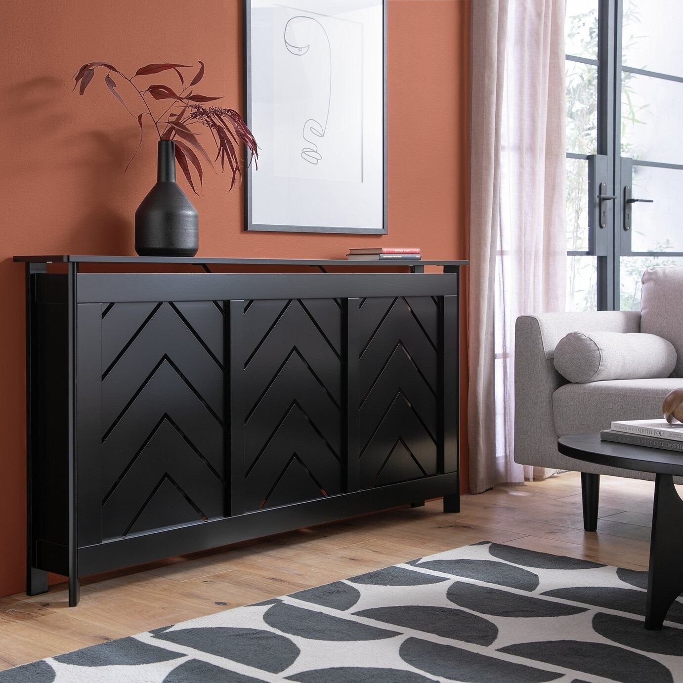 Habitat Chevron Large Radiator Cover - Black ( B GRADE 60900 )