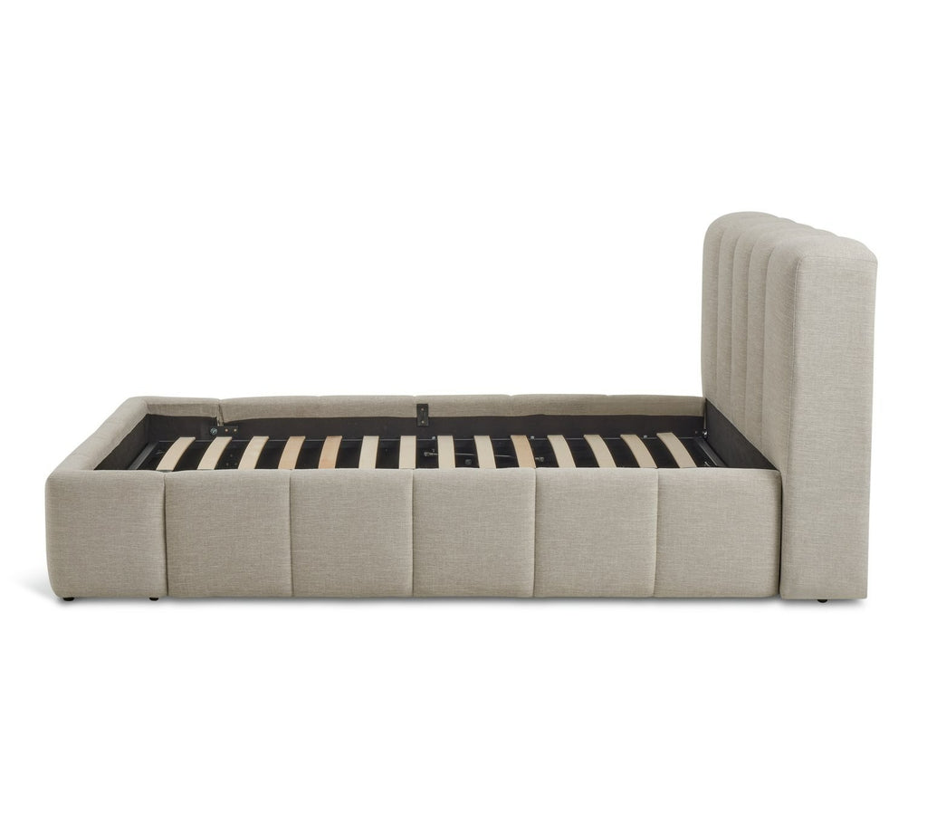 Malone Double End Lift Ottoman Bed - Cream | lift-up storage bed