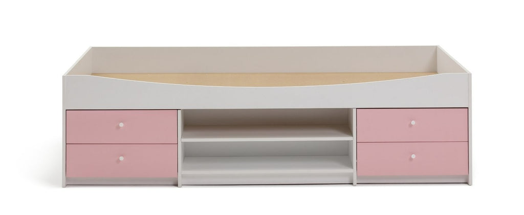 Home Malibu Storage Cabin Bed - Pink & White | Storage bed for girls