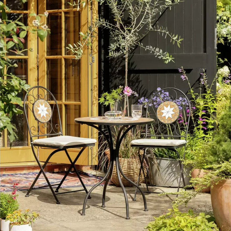 Genoa 2 Seater Metal Garden Bistro set - Black