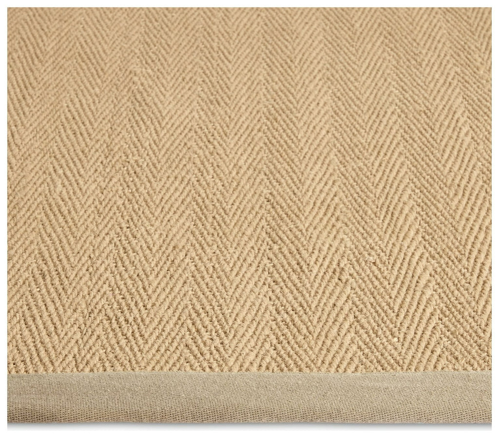 Herringbone Neutral Boarder Jute Rug - 230x160cm