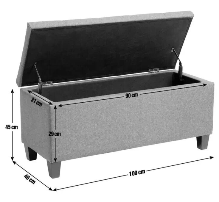 Fabric Large Storage Ottoman - Grey