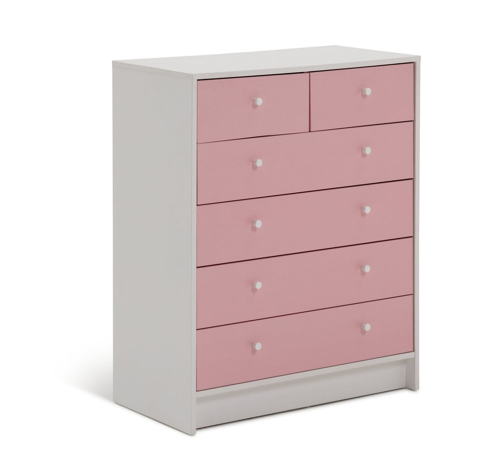 Home Kids Malibu 4+2 Chest of Drawers - Pink & White | bedroom storage for kids