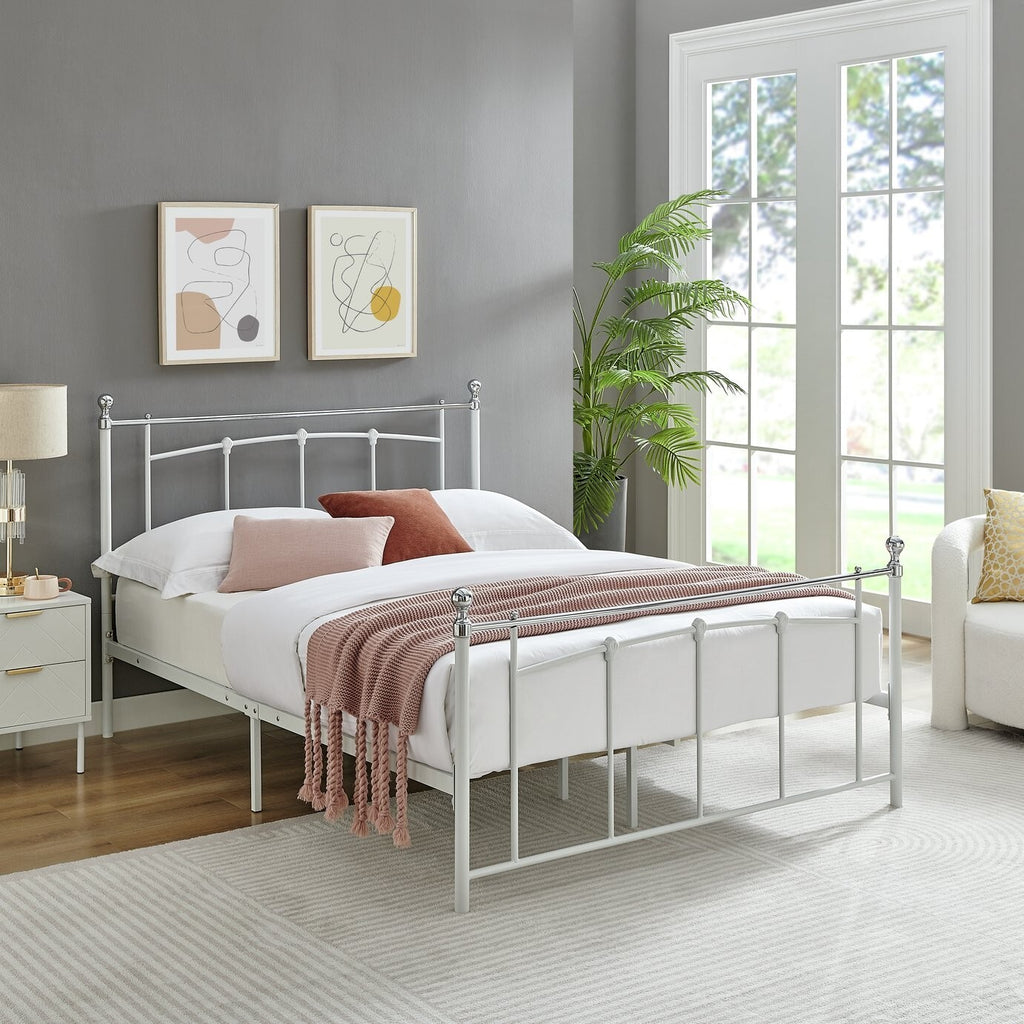 Yani Double Metal Bed Frame - White
