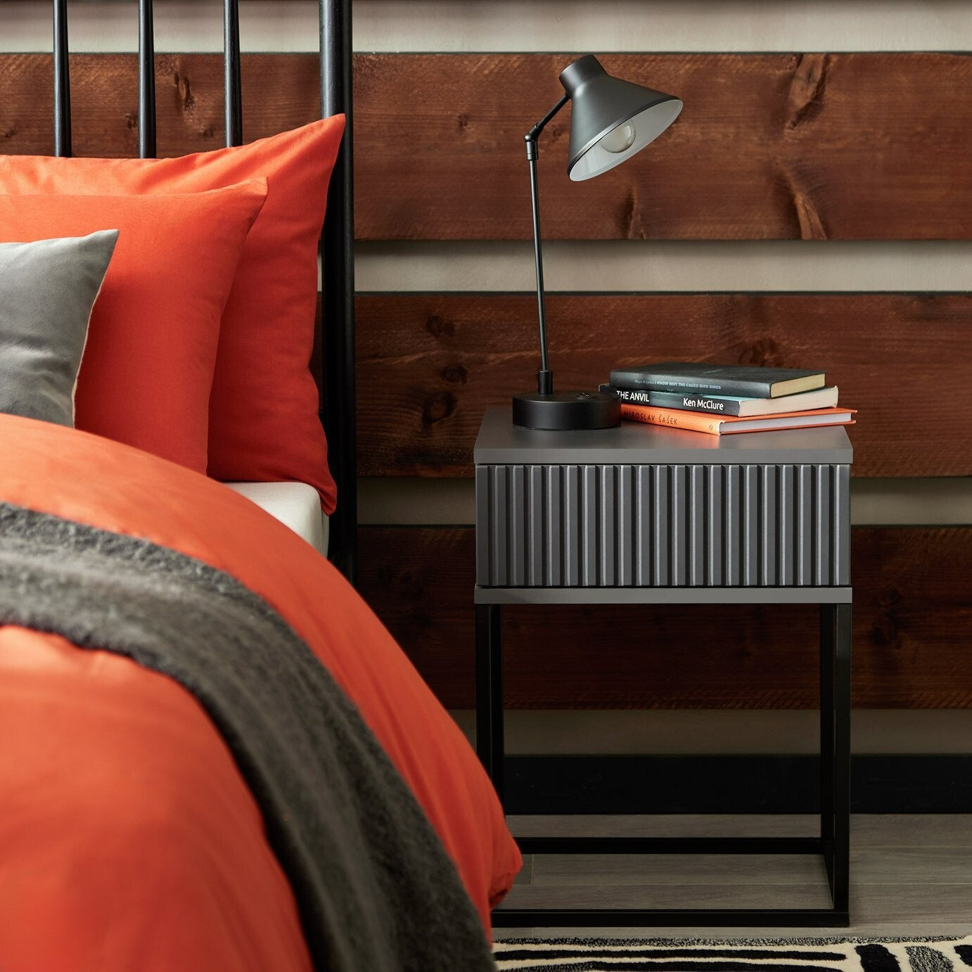 Habitat Digby 1 Drawer Bedside Table - Anthracite ( B Grade 27156 )