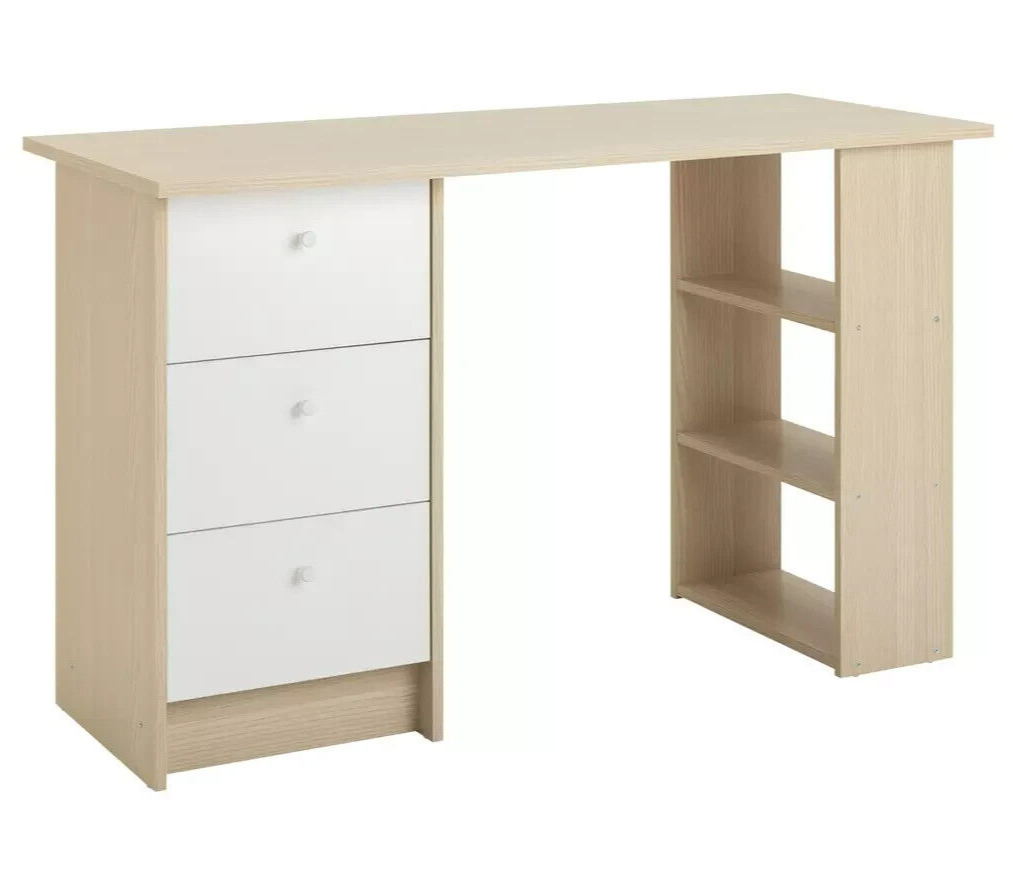 Kids Malibu 3 Drawers Desk - White and Acacia ( B Grade 40182 )